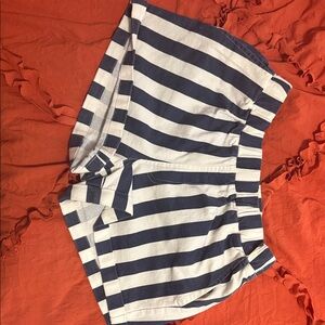 FAVLUX Navy and White Striped High Waist Shorts